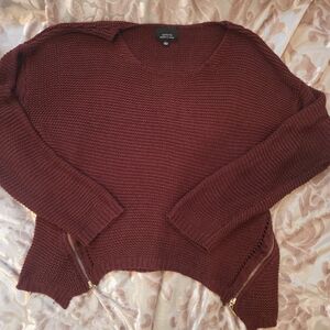 Active USA Women's Burgundy Crew Neck Sweater